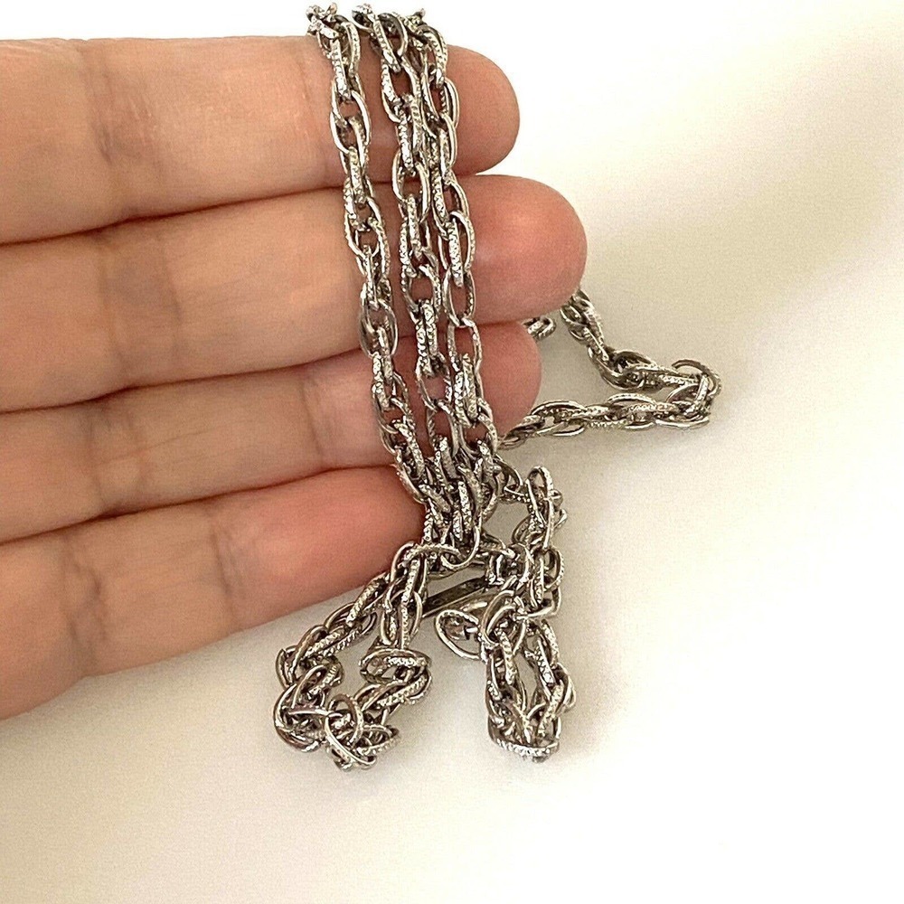 Monet Necklace Chain Vintage Silver Tone 25” Marked